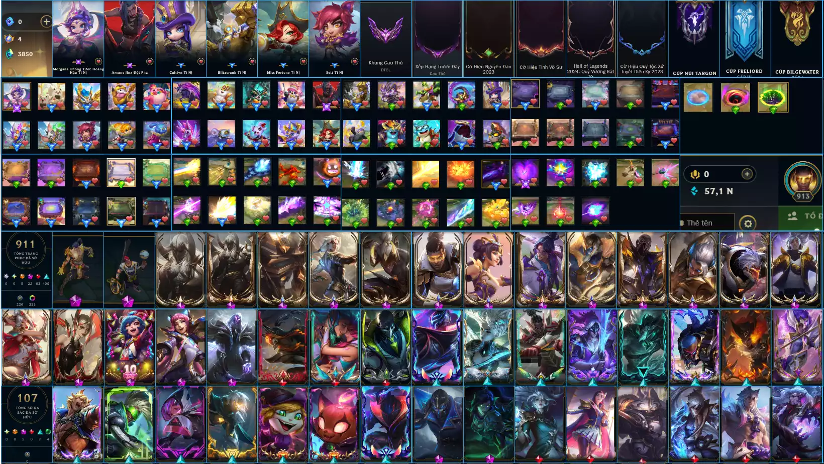 LOL VIP TFT ĐỦ CHƠI #Giá : 3600k - 2 ĐA SẮC THẦN THOẠI - 22 SKIN TÍM - RANK LB Rất Nhiều Khung Đẹp 911 Skin - Lv 913 - Full Tướng Nhiều Hàng Hiệu Đa Sắc 227 - Còn Đổi Tên TFT  - TFT VIP Như Ảnh Thông Tin Hỗ Trợ Đầy Đủ - Bảo Hành 100%